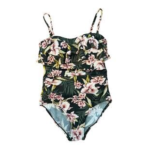 Kona Sol Vintage Miami Print One Piece Bathing Suit- Size M